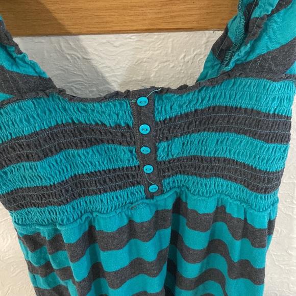Fox Teal and Grey Striped Summer Dress- Great Fit for barbecues - Picture 2 of 3